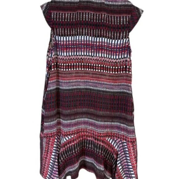 Saloni Vida Ruffled Silk Georgette Asymmetric Hem Floral Midi Dress Sz 10 - Picture 2 of 10